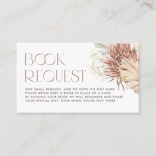 Blätter "White Orchid and Palm Books Request" Begleitkarte (Vorderseite)