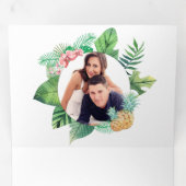 Blätter Wreath Foto Wedding Dreifach Gefaltete Einladung (Innen Erste Seite)