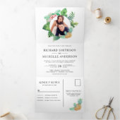 Blätter Wreath Foto Wedding Dreifach Gefaltete Einladung (Innenseite)