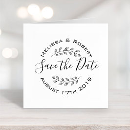 Blätter Wreath Modern Wedding Save the Date 2 Gummistempel