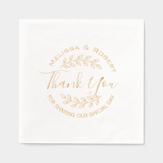 Blätter Wreath Modern Wedding Vielen Dank Servietten Mit Folie (Vorderseite)