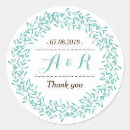 Blätter Wreath Monogram Wedding Dankeschön Sticker