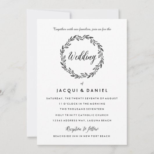 Blätter Wreath Watercolor - Einladungs-Update Einladung (Vorderseite)