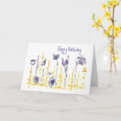 Blätter Zeichnend Stift und Tinte Art Happy Birthd Karte (Gelbe Blume)