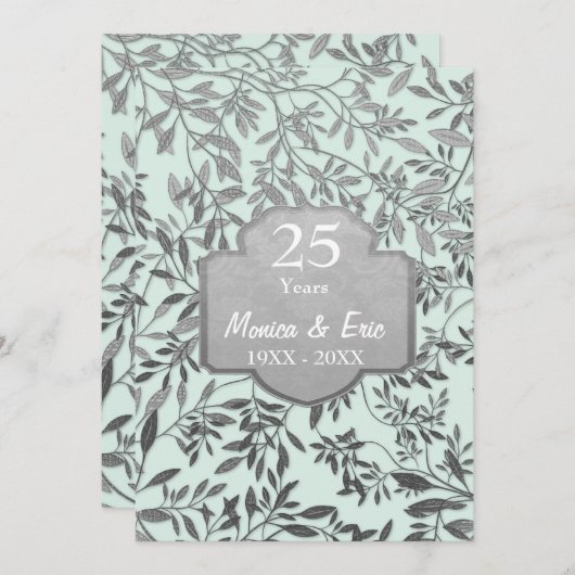 Blätter zum 25. Hochzeitstag Einladung (Vorne/Hinten)