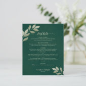 Blätter zum Emerald Budget Wedding Menu (Stehend Vorderseite)