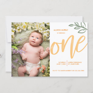 Blätter zum ersten Geburtstag Niedlich Doodle Pain Einladung