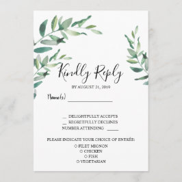 Blätter zum Hochzeitsessen RSVP Einladung