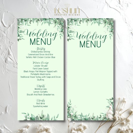 Blätter zum Hochzeitsfeiern Menükarte