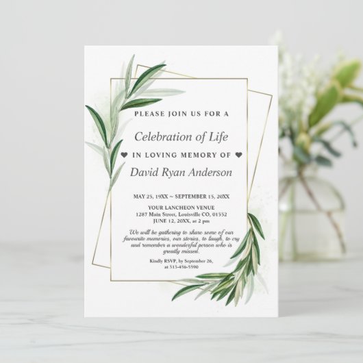 Blätter zur Feier der Beerdigung des Fotos Einladung (Stehend Vorderseite)