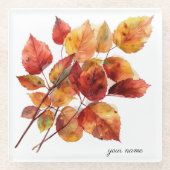 Blätter zur Goldenen Ernte: Wasserfarbe fallen, na Glasuntersetzer (Vorderseite)