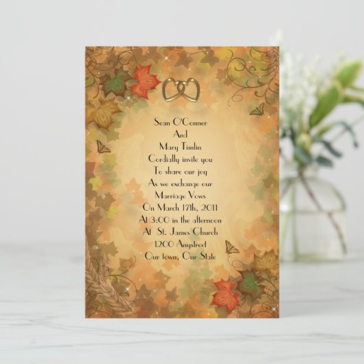 Blätter zur Hochzeit im Herbst im Herbst Einladung (Stehend Vorderseite)