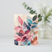 Blätter zur Illustration von pastellfarbenem Wasse Postkarte (Stehend Vorderseite)