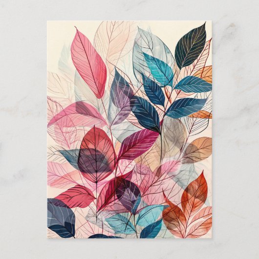 Blätter zur Illustration von pastellfarbenem Wasse Postkarte (Vorderseite)