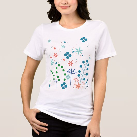 Blätter zur mehrfarbigen Blume Tri-Blend Shirt (Vorderseite)