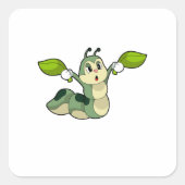 Blätter zur Raupe Quadratischer Aufkleber (Vorderseite)