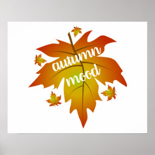 Blätter zur Stimmungstyp im Herbst Poster