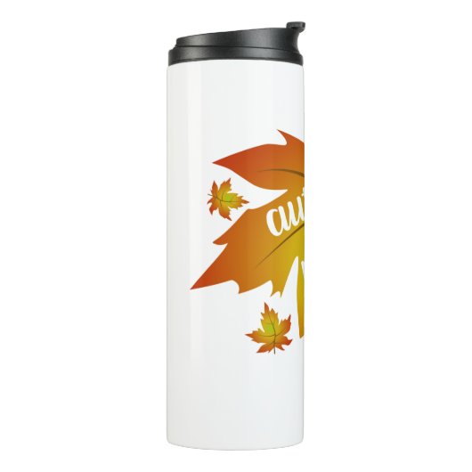 Blätter zur Stimmungstyp im Herbst Thermosbecher (Nach links gedreht)