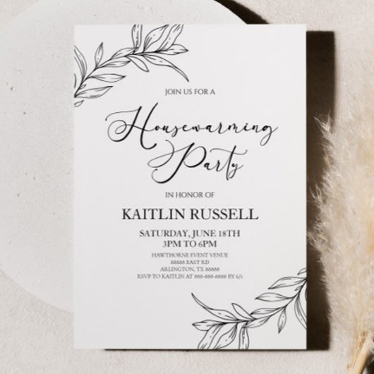 Blätter Zweigstellen Minimalistisches häusliche Er Einladung