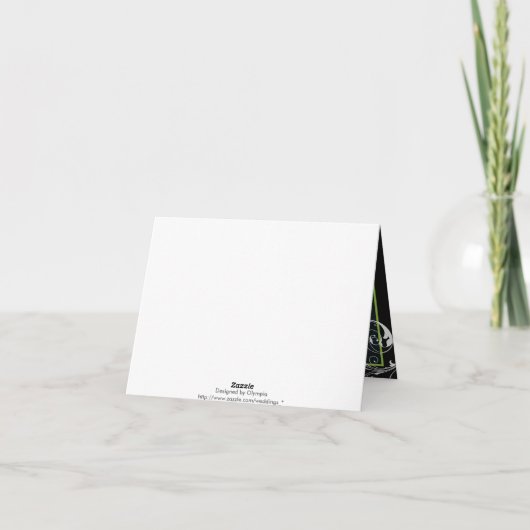 Blätterblatt schwarz, grüne Hochzeit Danke (Rückseite)