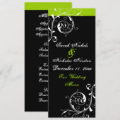 Blätterblatt schwarz, grüne Hochzeitskarte Menükarte (Vorne/Hinten)