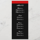 Blätterblatt schwarz, rote Hochzeitskarte Menükarte (Rückseite)