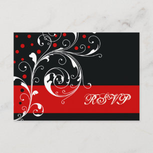 Blätterblätterblatt schwarz, rote Hochzeit RSVP
