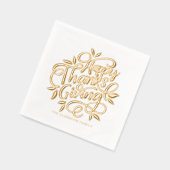 Blätterhandschrift glückliches Erntedankfest Servietten Mit Folie (Links)