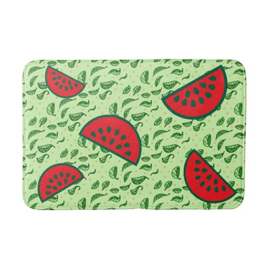 Blättermuster und Wassermelonen Badematte (Vorderseite)