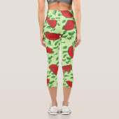 Blättermuster und Wassermelonen Capri Leggings (Rückseite)