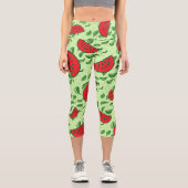Blättermuster und Wassermelonen Capri Leggings (Vorderseite)
