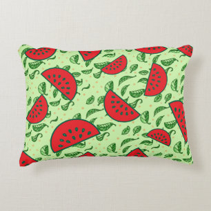 Blättermuster und Wassermelonen Dekokissen