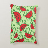 Blättermuster und Wassermelonen Dekokissen (Rückseite(Vertikal))