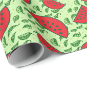 Blättermuster und Wassermelonen Geschenkpapier (Rolleneckpunkt)