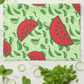 Blättermuster und Wassermelonen Geschirrtuch (Gefaltet)