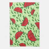 Blättermuster und Wassermelonen Geschirrtuch (Vertikal)