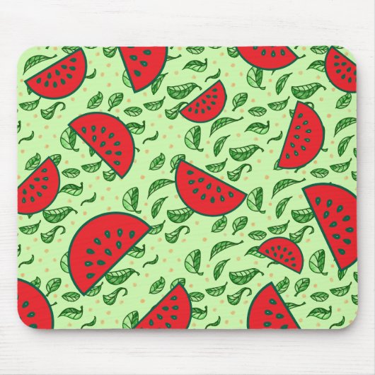 Blättermuster und Wassermelonen Mousepad (Vorne)