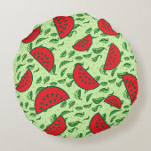 Blättermuster und Wassermelonen Rundes Kissen (Rückseite)