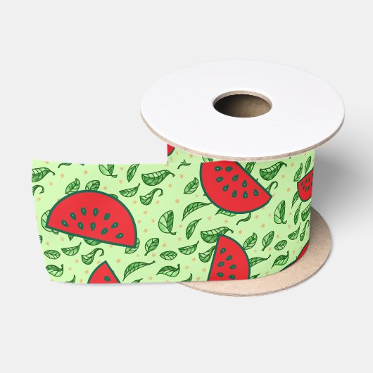 Blättermuster und Wassermelonen Satinband (Spule)