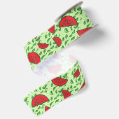 Blättermuster und Wassermelonen Satinband (Rückseite)