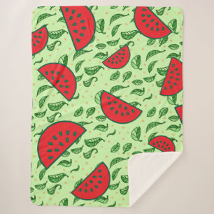 Blättermuster und Wassermelonen Sherpadecke