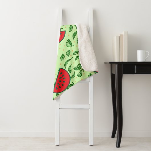 Blättermuster und Wassermelonen Sherpadecke (Beispiel)
