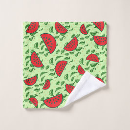 Blättermuster und Wassermelonen Waschlappen