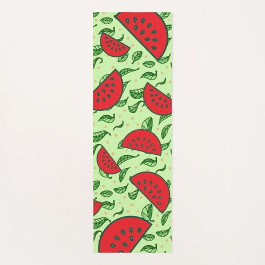 Blättermuster und Wassermelonen Yogamatte (Vorderseite)