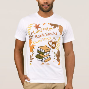 Blätterpfeiler-Buchstapel-Kakao-Tasse T-Shirt