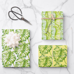 Blätterskulpturen auf einem Wrapping Paper-Set Geschenkpapier Set