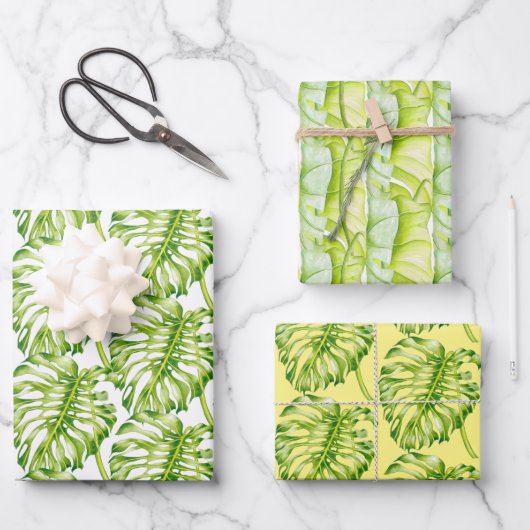 Blätterskulpturen auf einem Wrapping Paper-Set Geschenkpapier Set (Vorderseite)