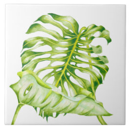 Blätterskulpturen auf einer Keramik (1) Fliese