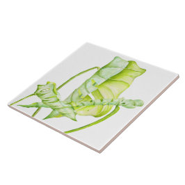 Blätterskulpturen auf einer Keramik (3) Fliese