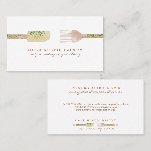 Blätterspatel, rustikal visitenkarte (Vorne/Hinten)